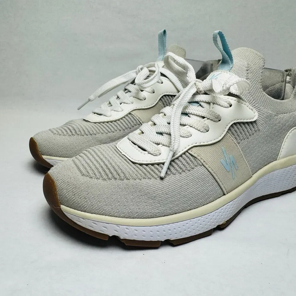 RIVAL Reign Light Gray Blue Sneakers Womens Sz‎ 8.5 Slip On or Lace Up Comfort